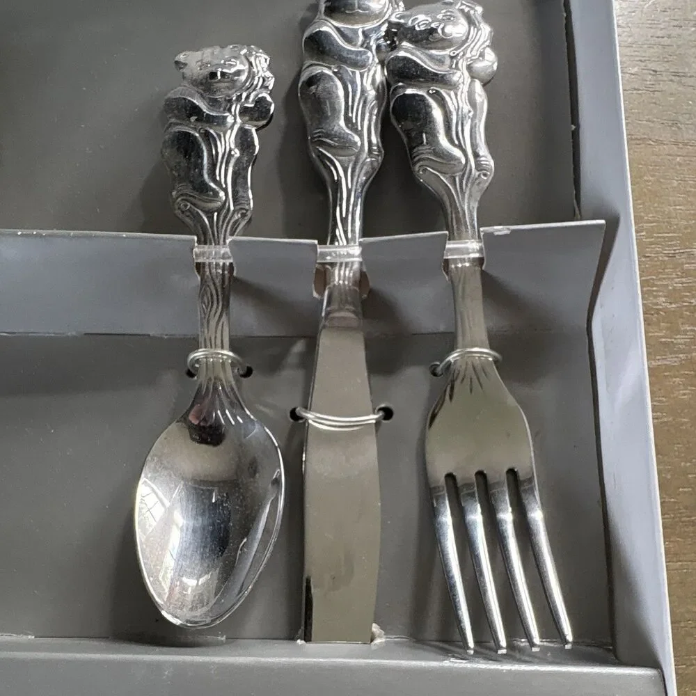 Oneida Cubby Bear 6 Piece Progress Flatware Set Stainless Steel NIB New Vintage